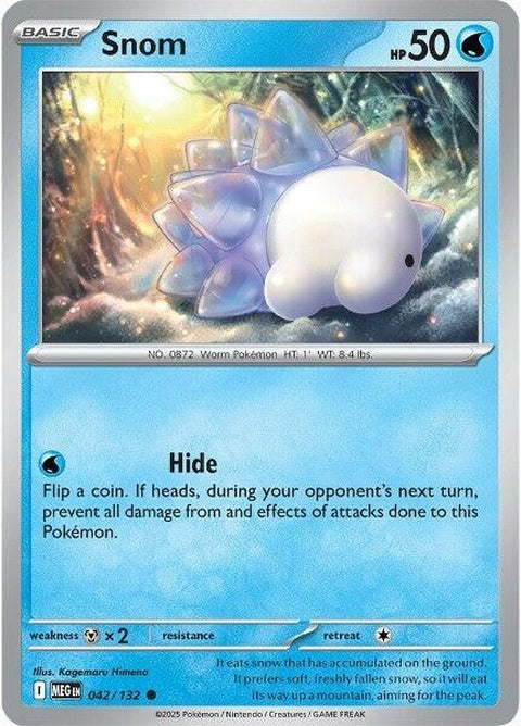 Mega Evolution Snom Pokémon figure from the Singles set, showcasing its detailed design and vibrant colors.