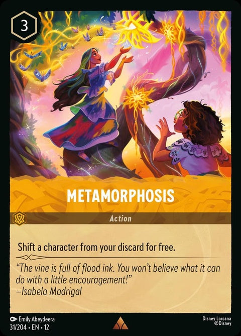 Disney Lorcana Metamorphosis (31) singles card featuring vibrant artwork and detailed design for collectors and players.