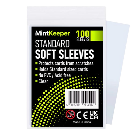 KTM Collectibles MintKeeper standard soft card sleeves, set of 100 clear protective sleeves for trading cards.