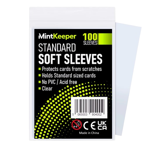 KTM Collectibles MintKeeper standard soft card sleeves, set of 100 clear protective sleeves for trading cards.