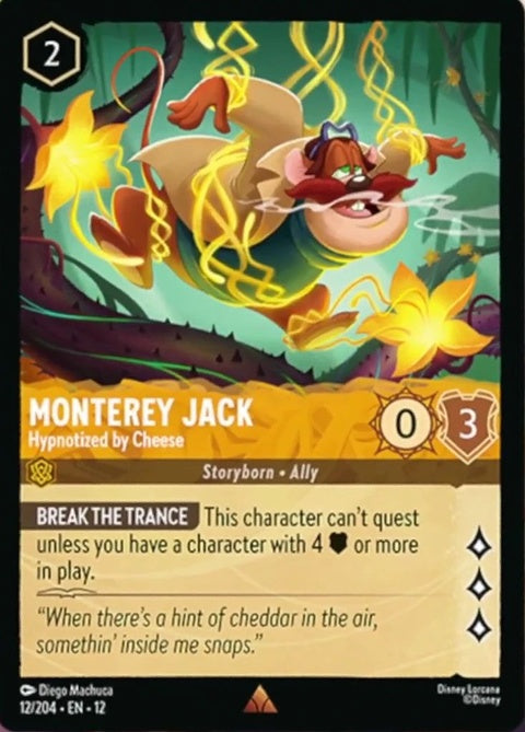 Disney Lorcana Monterey Jack single card featuring Monterey Jack hypnotized by cheese from the Hypnotized By Cheese set.