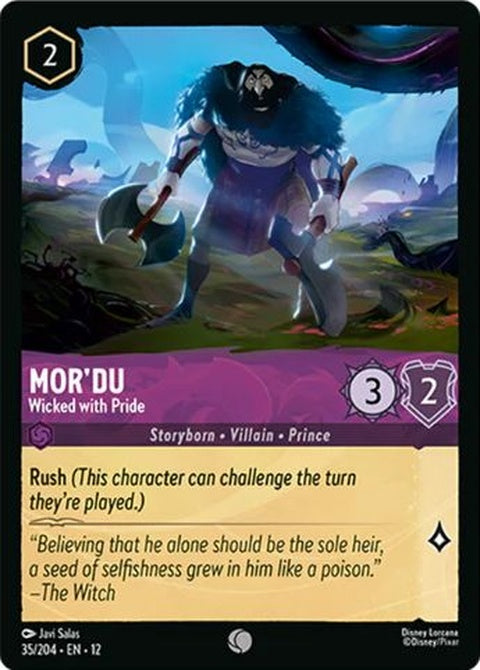 Disney Lorcana Mor'du - Wicked With Pride trading card, featuring detailed artwork of the character Mor'du from the Disney series.