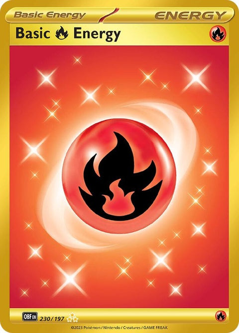 Pokémon Obsidian Flames Basic Fire Energy card from Singles set, featuring fiery energy symbol and vibrant flames design.