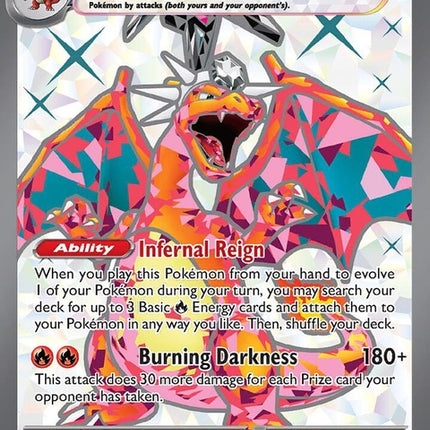 Pokémon Obsidian Flames Charizard EX trading card, featuring Charizard in dynamic artwork from the Singles Pokémon series.