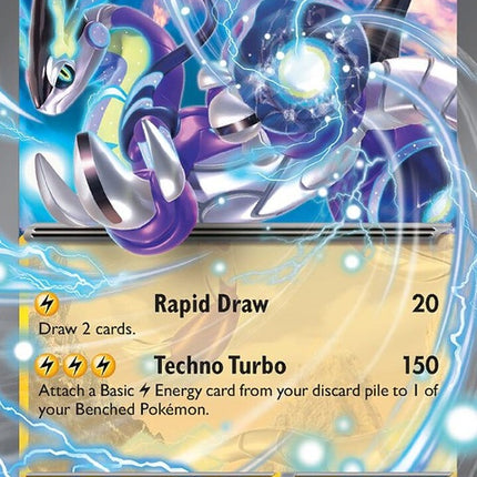 Pokémon Obsidian Flames Miraidon EX card from the Singles collection, featuring vibrant artwork of the electric dragon.
