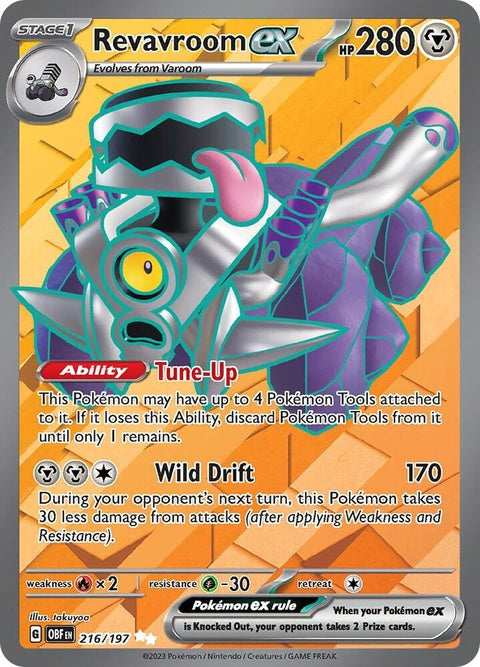 Pokémon Obsidian Flames Revavroom EX single card featuring Revavroom Pokémon in vibrant artwork.