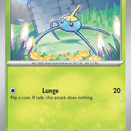 Pokémon Obsidian Flames Surskit card, single from the Pokémon trading card game, featuring artwork of a Surskit insect.