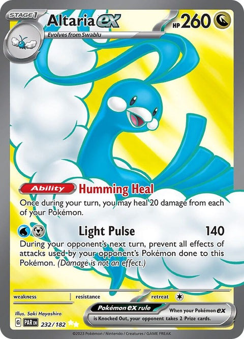 Altaria EX Pokémon card from Paradox Rift set, featuring a detailed illustration of the Dragon and Flying type Pokémon.