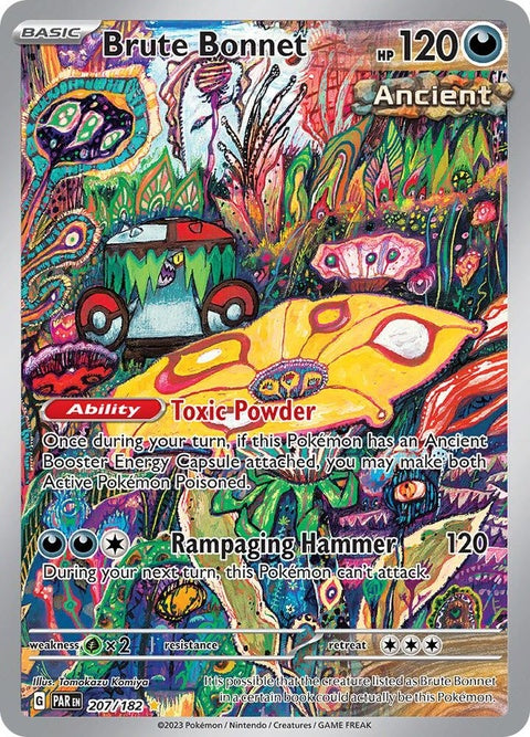 Pokémon Paradox Rift Brute Bonnet singles card featuring a detailed illustration of a fierce creature on a vibrant background.