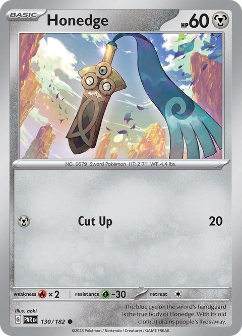 Pokémon Paradox Rift Honedge, a single collectible figure from the Pokémon series, featuring detailed design and vibrant colors.