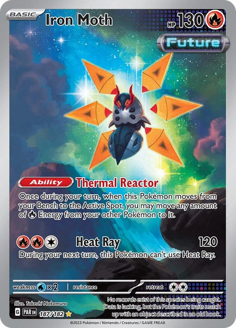 Pokémon Paradox Rift Iron Moth card, singles from the Pokémon trading card game, featuring detailed artwork of Iron Moth.