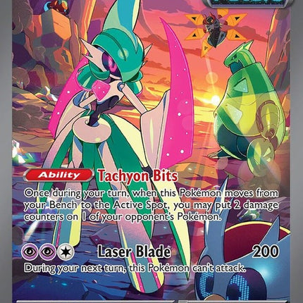 Pokémon Paradox Rift Iron Valiant EX single card featuring a futuristic Pokémon with metallic armor and dynamic pose.