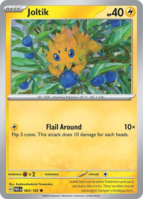 Pokémon Paradox Rift Joltik card, single Pokémon trading card with artwork of Joltik from the Paradox Rift series.