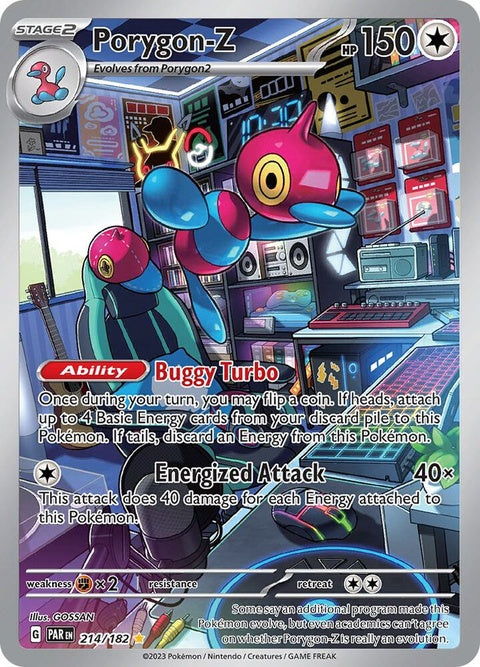 Pokémon Paradox Rift Porygon-Z trading card from the Singles series, featuring artwork of the digital Pokémon.