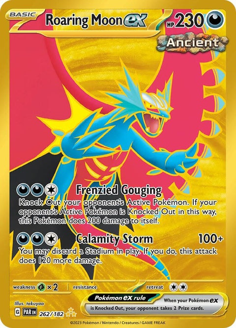 Pokémon Paradox Rift Roaring Moon-EX card from the Singles collection, featuring dynamic artwork of the powerful Pokémon.