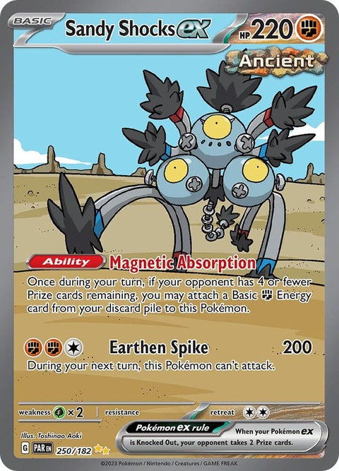 Pokémon Paradox Rift Sandy Shocks EX 250 card from the Singles collection, featuring vibrant artwork of the Sandy Shocks Pokémon.