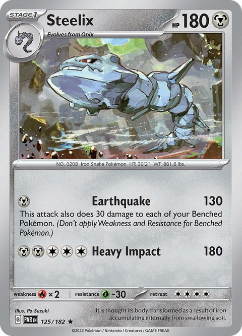 Pokémon Paradox Rift Steelix 125-scale figure from the Singles series, detailed depiction of the Steelix Pokémon.