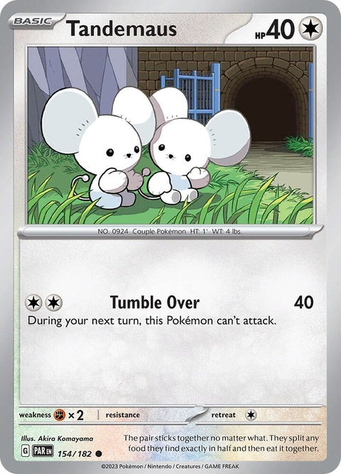 Pokémon Paradox Rift Tandemaus single card featuring artwork of the Pokémon Tandemaus from the Paradox Rift set.
