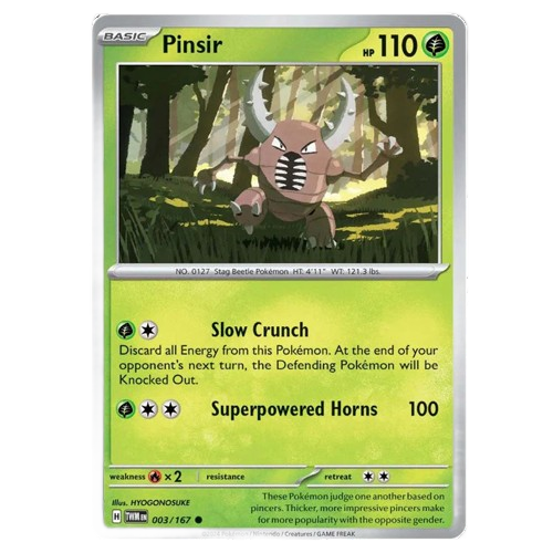 Pinsir 003/167 Twilight Masquerade collectible pin by KTM Collectibles, featuring detailed design and vibrant colors.