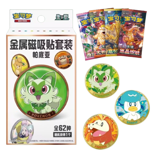 Chinese Pokémon TCG Scarlet & Violet Paldea Mystery Magnet Box from KTM Collectibles with colorful game-themed magnets.