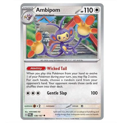 Pokemon - Scarlet & Violet - Twilight Masquerade - Ambipom - 138/167 - KTM Collectibles 