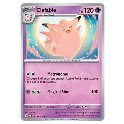 Pokemon - Scarlet & Violet - Twilight Masquerade - Clefable - 079/167 - KTM Collectibles 
