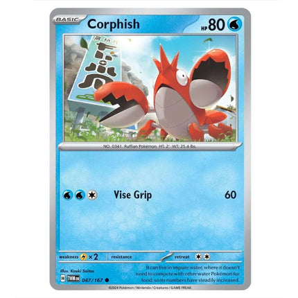 Pokemon - Scarlet & Violet - Twilight Masquerade - Corphish - 047/167 - KTM Collectibles 