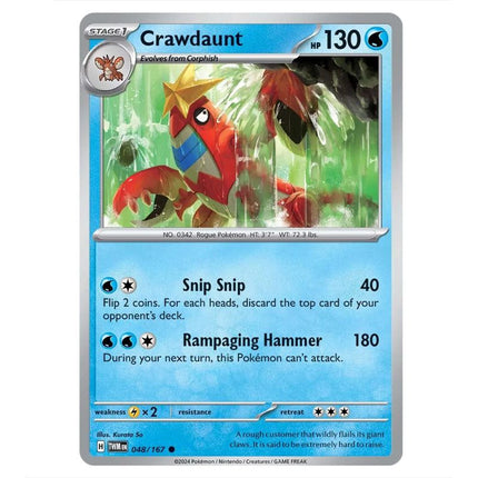 Pokemon - Scarlet & Violet - Twilight Masquerade - Crawdaunt - 048/167 - KTM Collectibles 