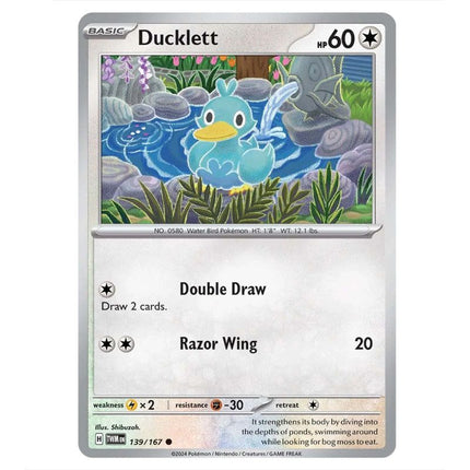 Pokemon - Scarlet & Violet - Twilight Masquerade - Ducklett - 139/167 - KTM Collectibles 
