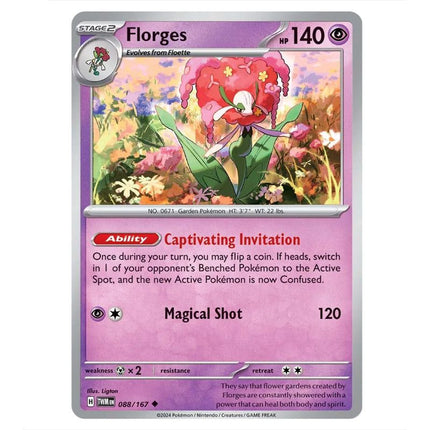 Pokemon - Scarlet & Violet - Twilight Masquerade - Florges - 088/167 - KTM Collectibles 