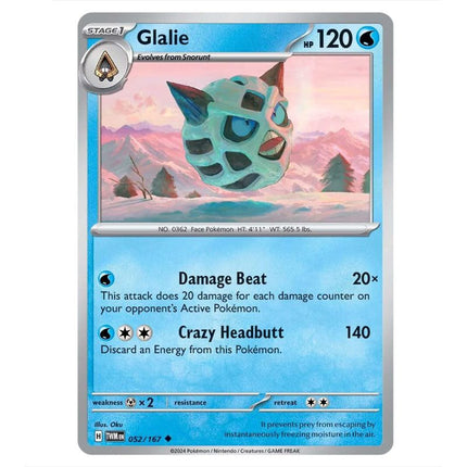 Pokemon - Scarlet & Violet - Twilight Masquerade - Glalie - 052/167 - KTM Collectibles 