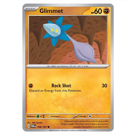 Pokemon - Scarlet & Violet - Twilight Masquerade - Glimmet - 108/167 - KTM Collectibles 