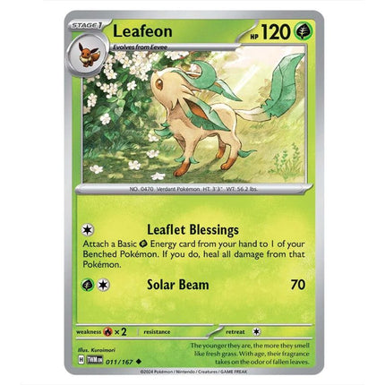 Pokemon - Scarlet & Violet - Twilight Masquerade - Leafeon - 011/167 - KTM Collectibles 