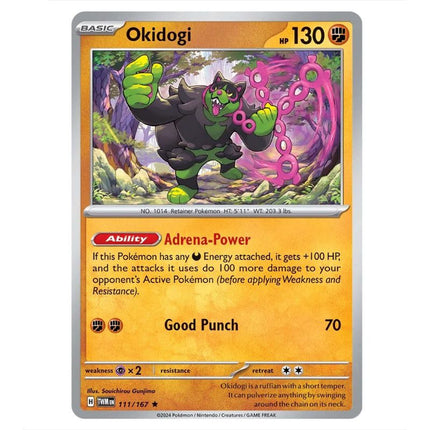 Pokemon - Scarlet & Violet - Twilight Masquerade - Okidogi - 111/167 - KTM Collectibles 