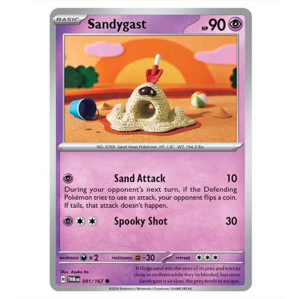 Pokemon - Scarlet & Violet - Twilight Masquerade - Sandygast - 091/167 - KTM Collectibles 