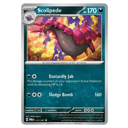 Pokemon - Scarlet & Violet - Twilight Masquerade - Scolipede - 117/167 - KTM Collectibles 