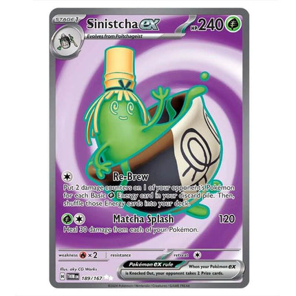 Pokemon - Scarlet & Violet - Twilight Masquerade - Sinistcha ex - 189/ - KTM Collectibles 