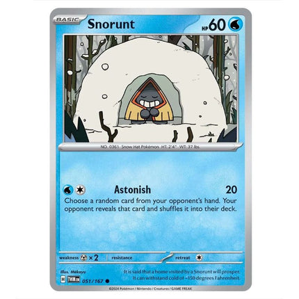 Pokemon - Scarlet & Violet - Twilight Masquerade - Snorunt - 051/167 - KTM Collectibles 