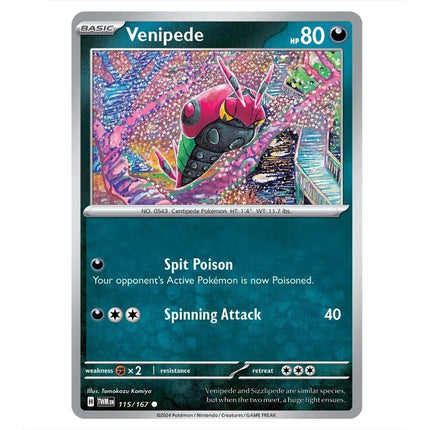 Pokemon - Scarlet & Violet - Twilight Masquerade - Venipede - 115/167 - KTM Collectibles 