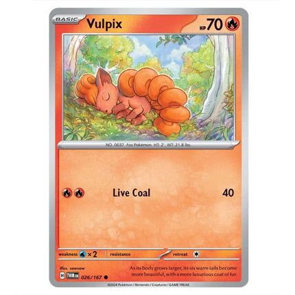 Pokemon - Scarlet & Violet - Twilight Masquerade - Vulpix - 026/167 - KTM Collectibles 