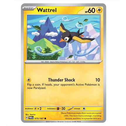 Pokemon - Scarlet & Violet - Twilight Masquerade - Wattrel - 075/167 - KTM Collectibles 