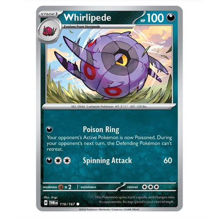 Pokemon - Scarlet & Violet - Twilight Masquerade - Whirlipede - 116/16 - KTM Collectibles 