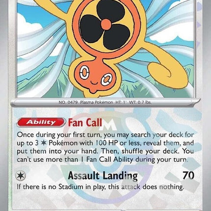 Fan Rotom Pokémon card from Prismatic Evolutions, featuring a Master Ball pattern and vibrant artwork.