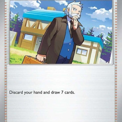 Pokémon Prismatic Evolutions Professor's Research Professor Rowan single card featuring Professor Rowan in colorful artwork.