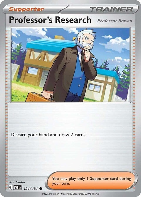Pokémon Prismatic Evolutions Professor's Research Professor Rowan single card featuring Professor Rowan in colorful artwork.
