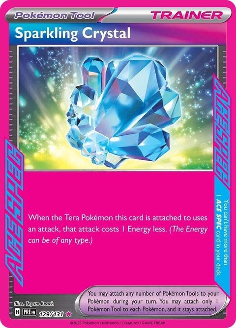 Pokémon Prismatic Evolutions Sparkling Crystal single card featuring vibrant artwork from the Pokémon trading card game.