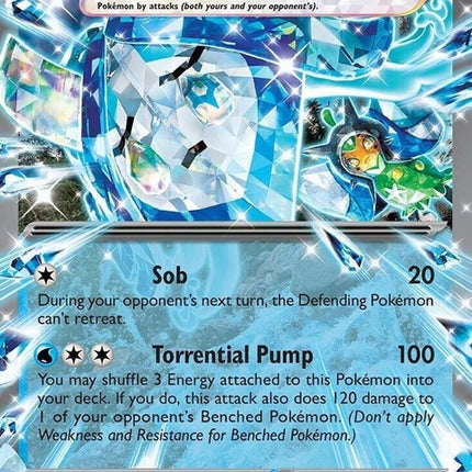 Pokémon Prismatic Evolutions Wellspring Mask Ogerpon EX single card, detailed illustration on vibrant background.