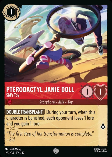 Disney Lorcana Pterodactyl Janie Doll from Sid's Toy, featuring detailed dinosaur design and vibrant colors.