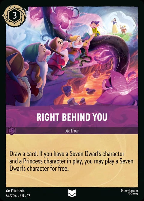 Disney Lorcana Right Behind You 64-card singles deck, featuring colorful illustrated cards from the collectible trading card game.