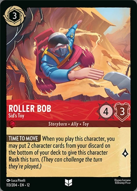 Disney Lorcana Roller Bob Sid's Toy singles, colorful toy figure with roller skate details, vibrant character design.